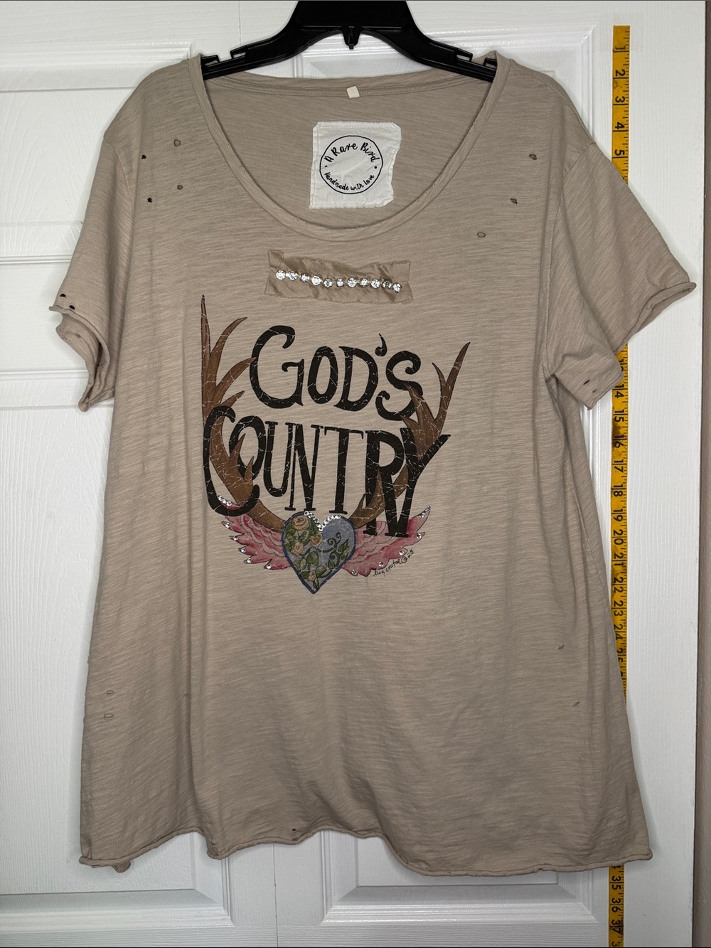 God's Country Short Sleeve Embellished Tee - Taupe